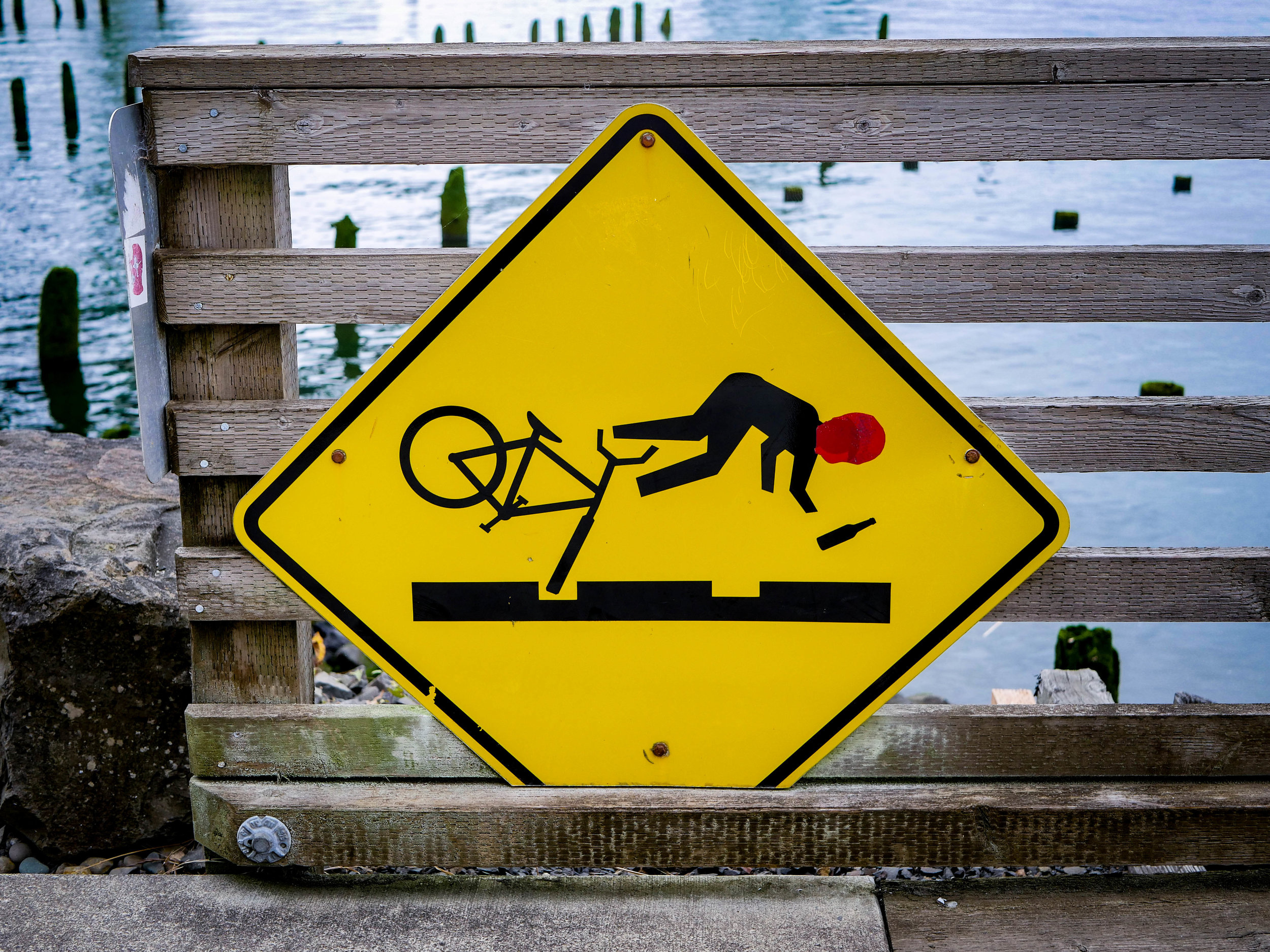 This sign is near the trolley tracks