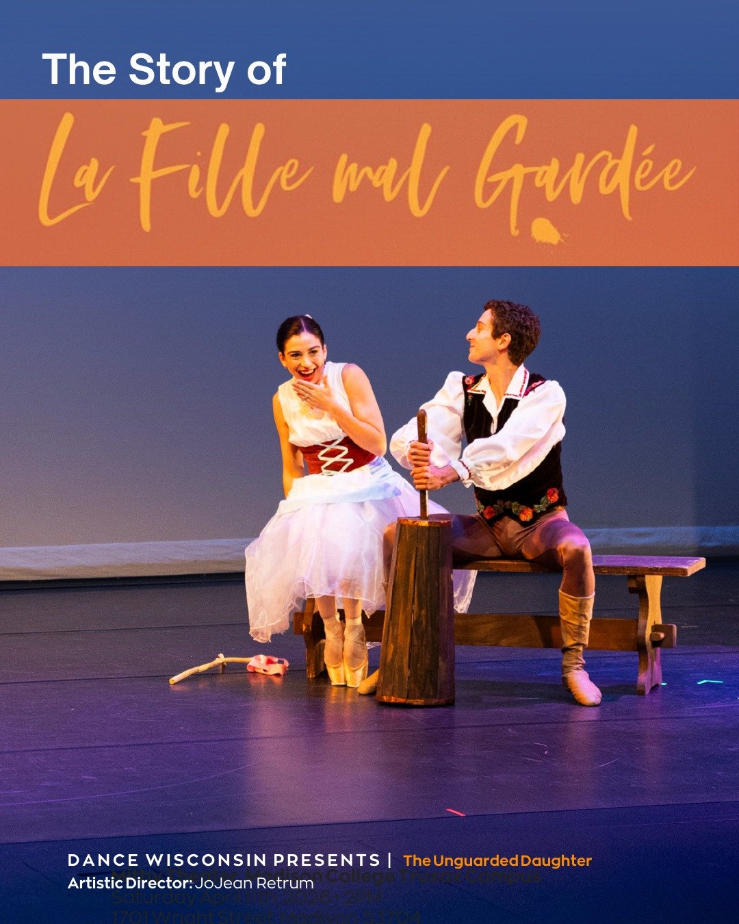Our upcoming production of "La Fille mal Gard&eacute;e" is a hilarious comedy and one of the oldest ballets still performed today. But what is this story about? Read more to find out what to expect when you attend our show on April 11!

Tic