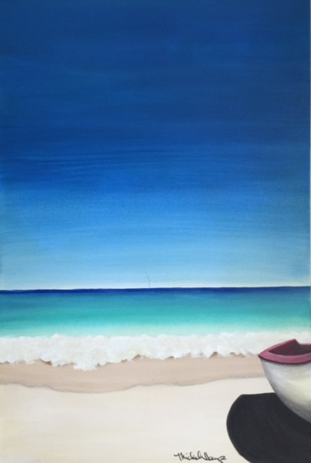 HALF A ROWBOAT  24 X 36   $800