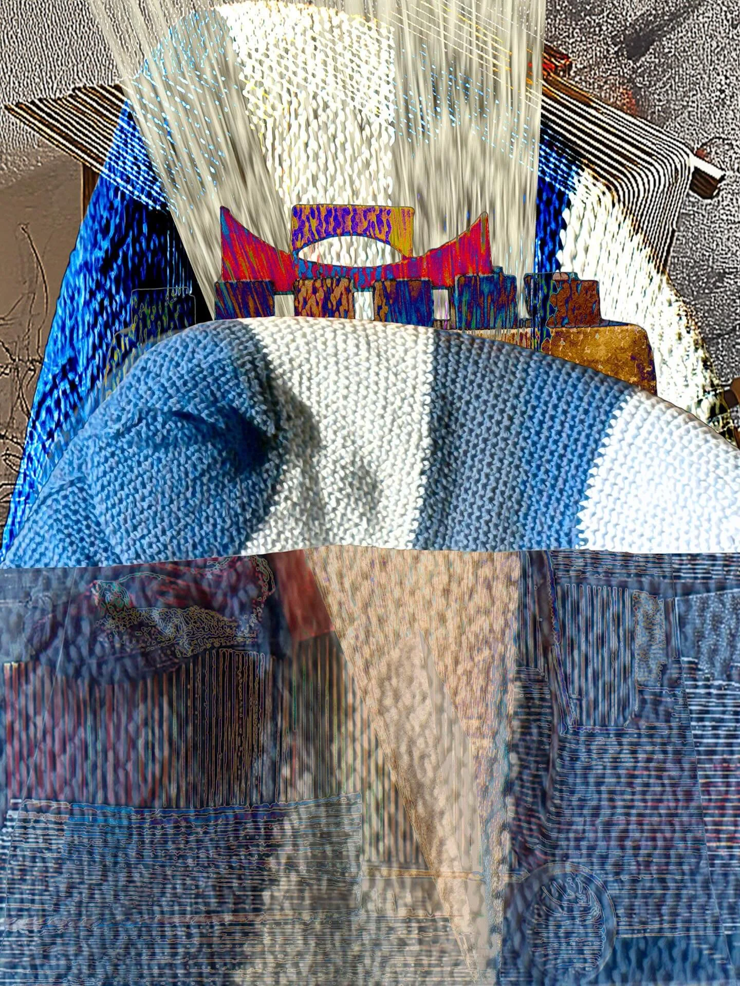 20260407 fgbuge #fotografik_zaengerlein #Unterwegs &uuml;ber Br&uuml;cken mit umh&auml;ckelten Buchenholzklotz in dieser Fotografik #digitalart contemporaryart photoart fineartprint 
20260407 fgbuge #photographic_zaengerlein #On the move across bridg