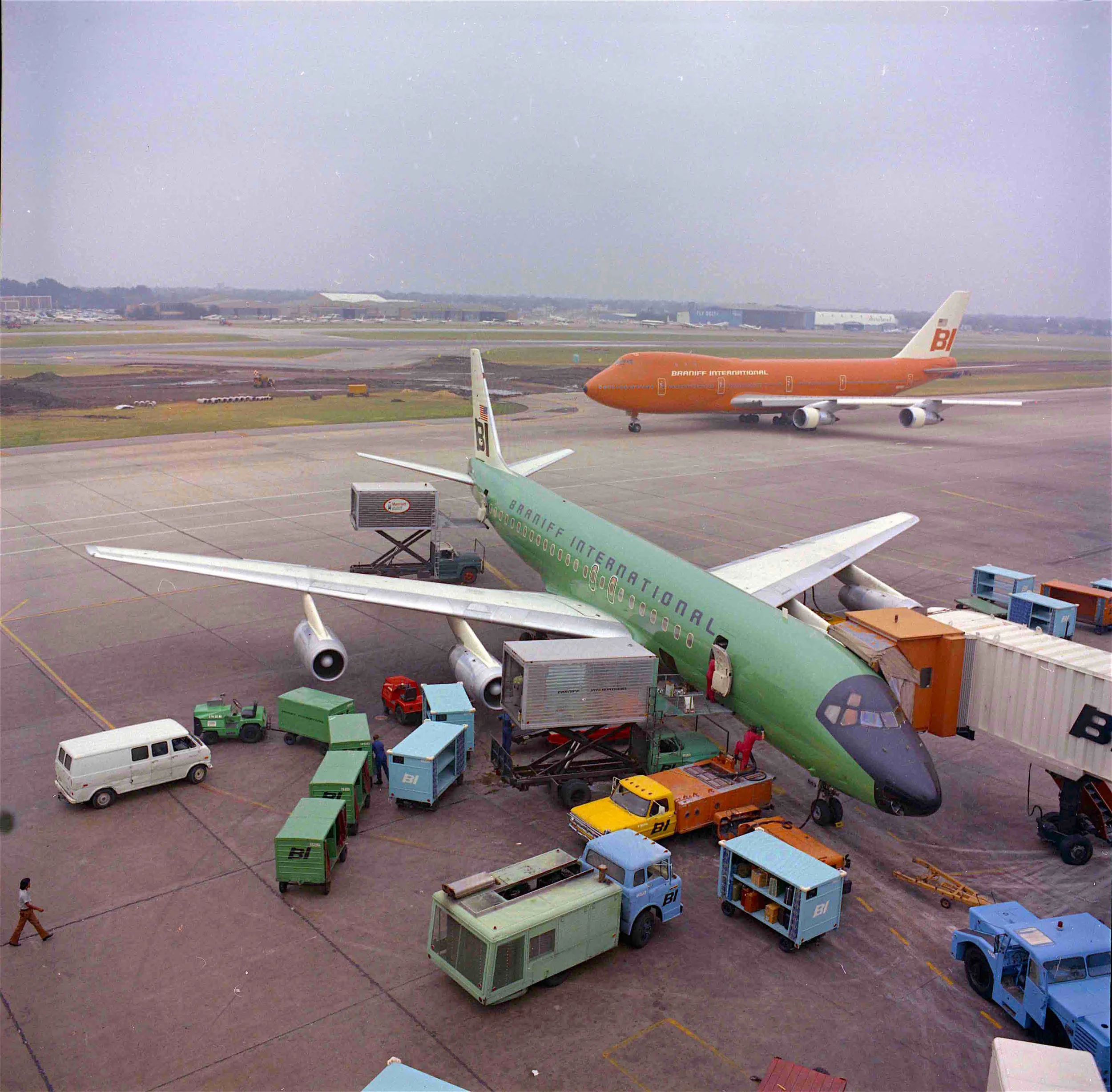 DC-8-62 Intercontinental Jet and Boeing 747-127 N601BN at Dallas Love Field