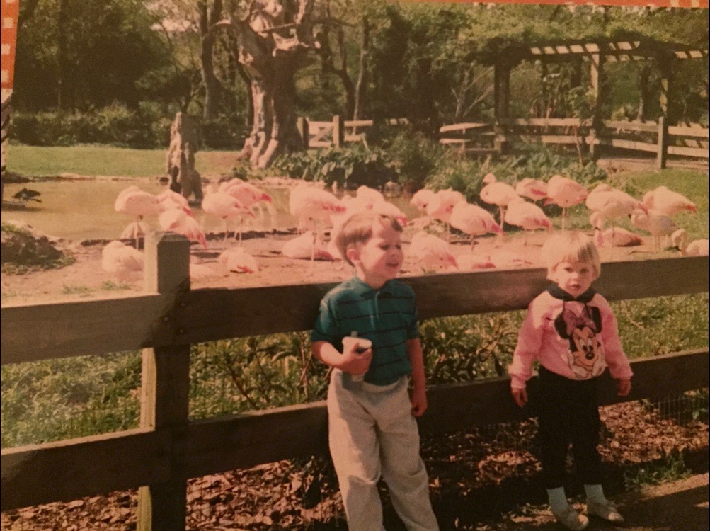 childhood photos, plus flamingos