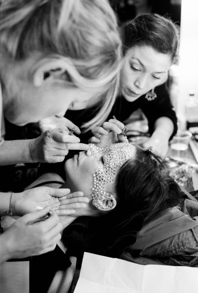Bjork + sequin mask application