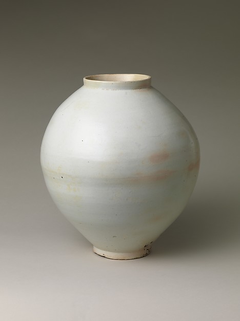 Moon Jar from the Joseon dynasty (1392–1910), created by joining two hemispherical halves. Via the Metropolitan Museum of Art archives