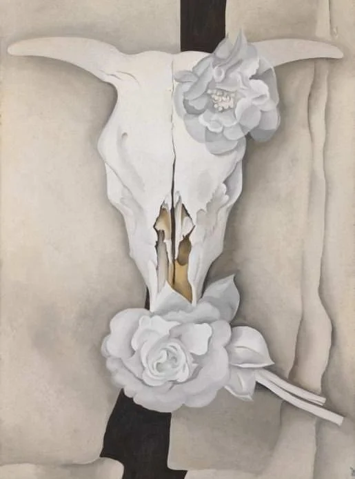 Calico rose in a cow skull by Georgia O'Keeffe — floral inspiration