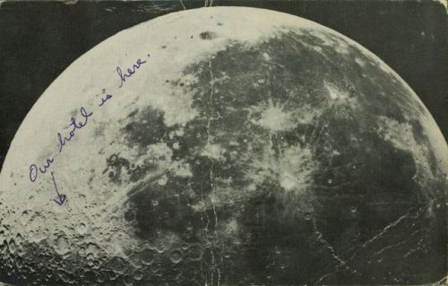 "our hotel is here..." — postcard from Nancy Holt and Robert Smithson to Eva Hesse, July 10, 1967