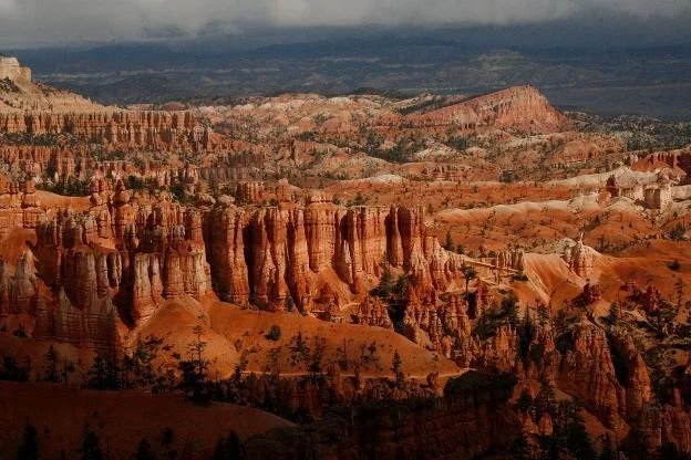 Part of Bryce Canyon. The trail we took can be seen meandering in the middle of the photo.