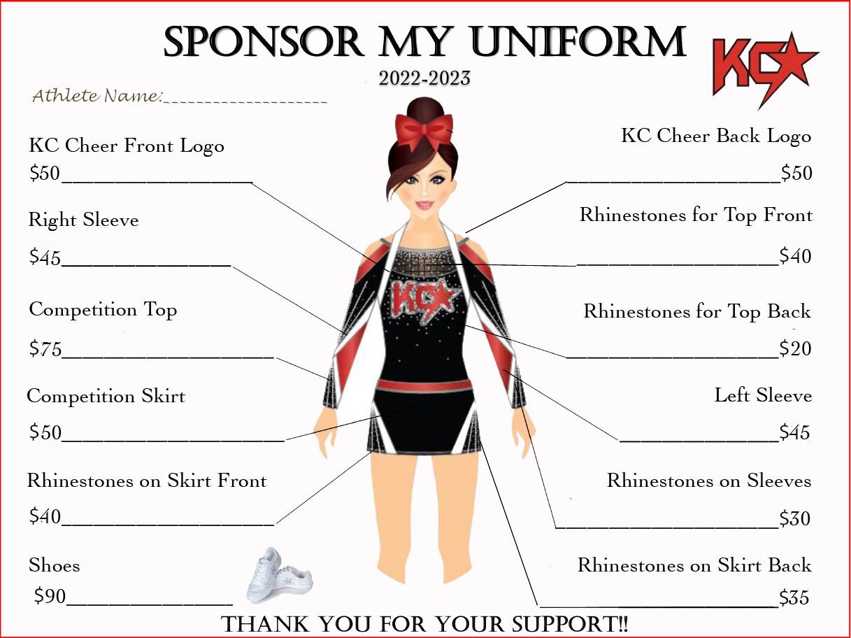 Sponsor My Cheer Uniform Template Free