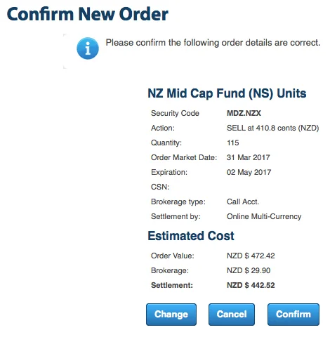 Confirming new order.