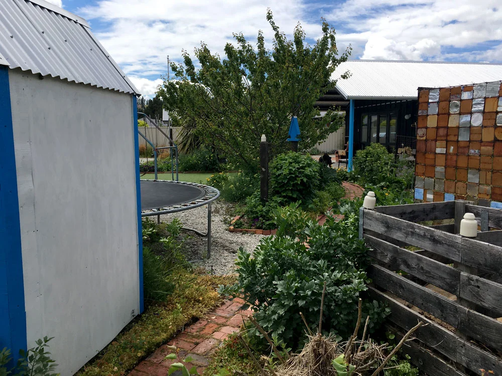 Potting shed and compost bin.