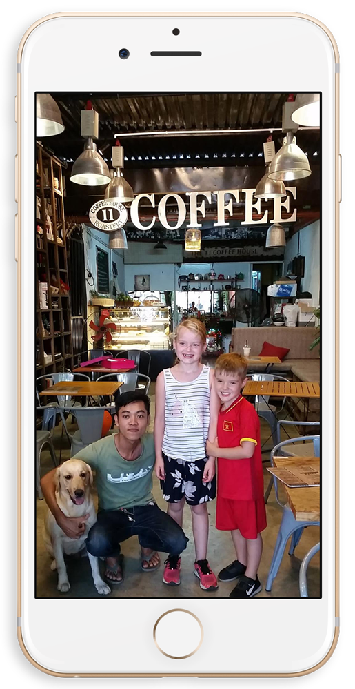 The kids in our favourite cafe.