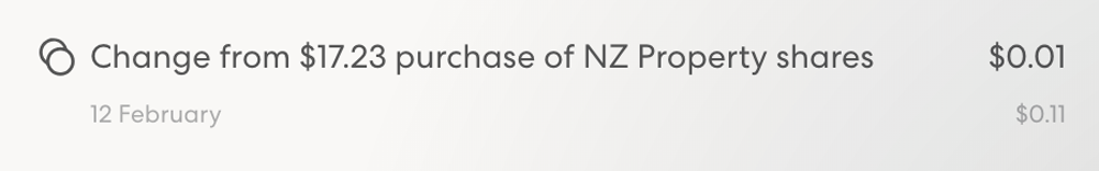 Change from purchase of NZ Property shares