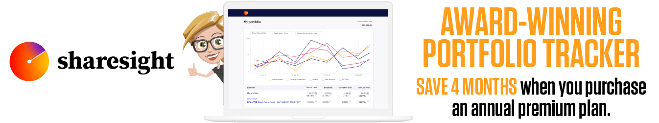 Sharesight - Save 4 months when you purchase an annual premium plan.
