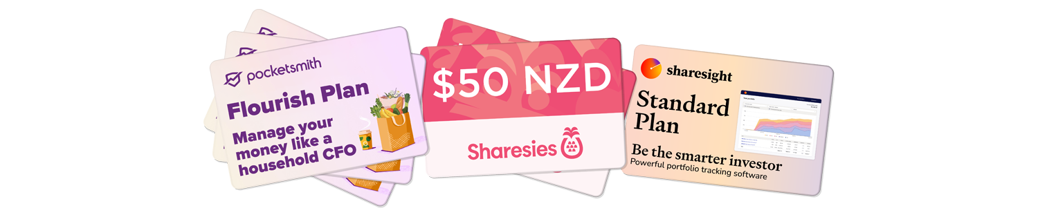 PocketSmith, Sharesies and Sharesight Giveaway Prizes
