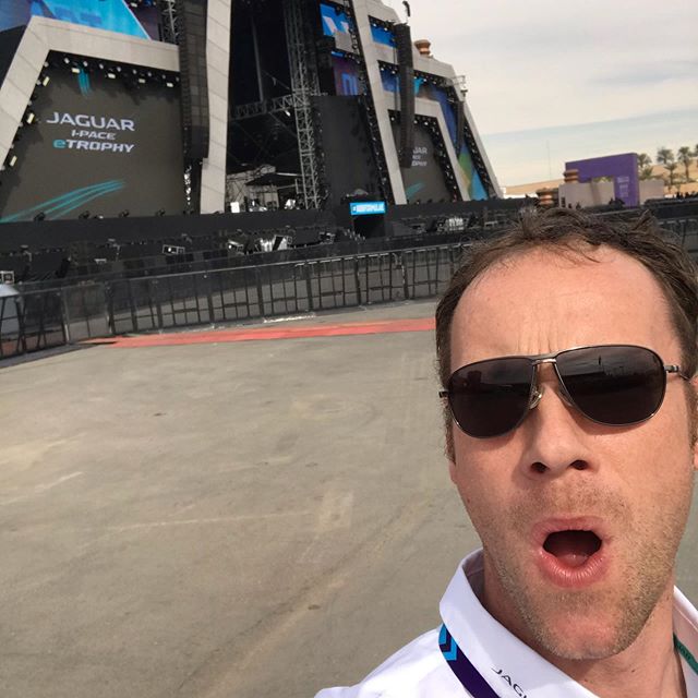 Morning from #saudiarabia this is the stage I presented the @jaguarracing #jaguarelectrifies podium prizes on #awesome @fiaformulae @charmant_eyewear_europe