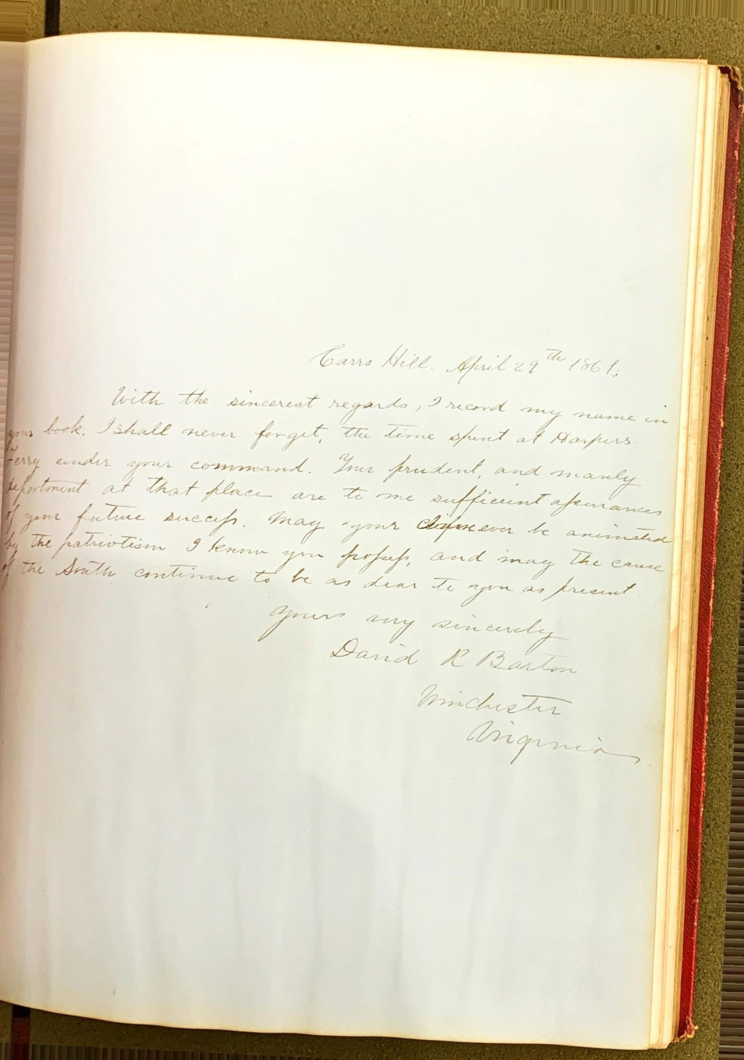 Autograph album of Edward S. Hutter, Jr., 1861
