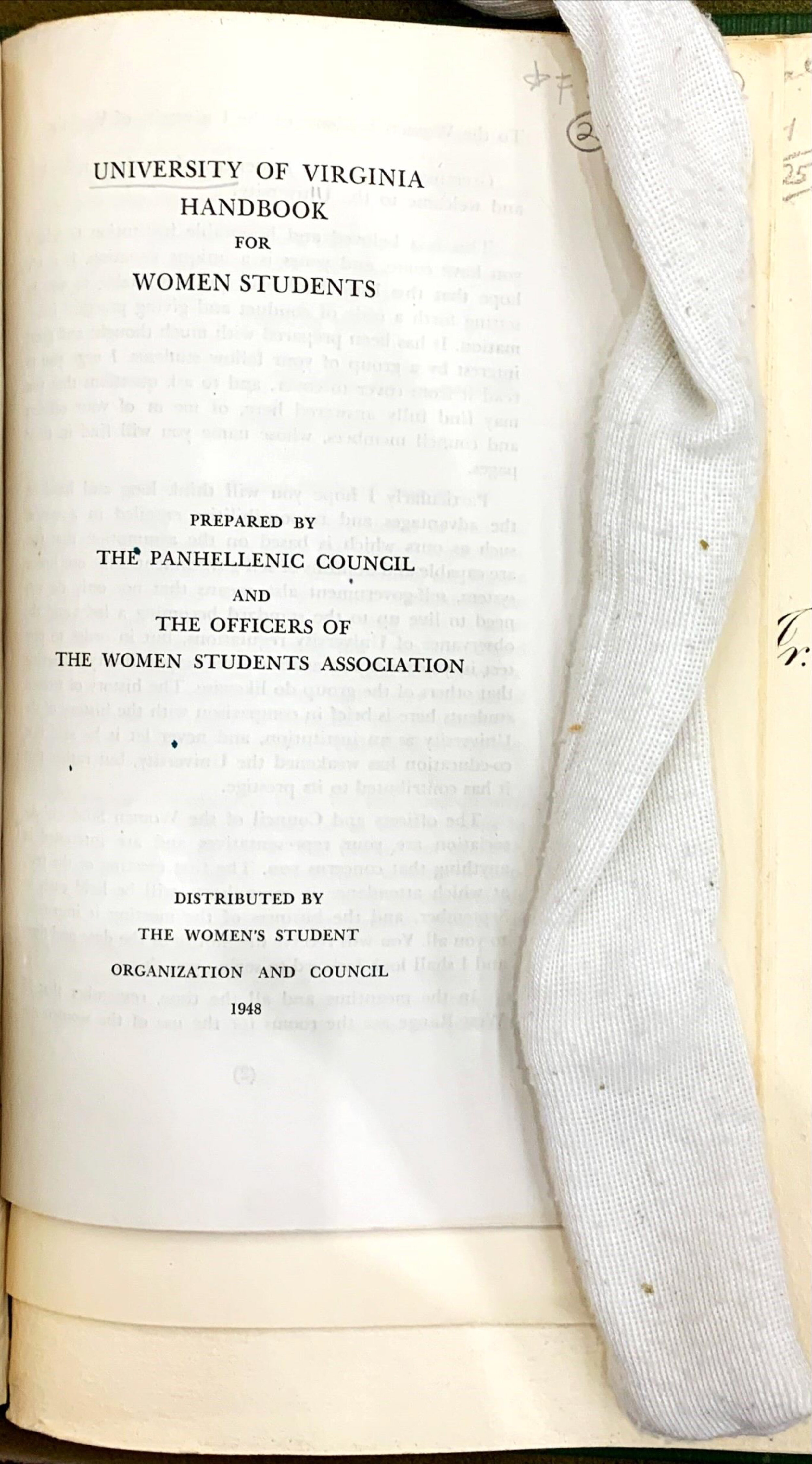 6. University of Virginia handbook for women students, 1948