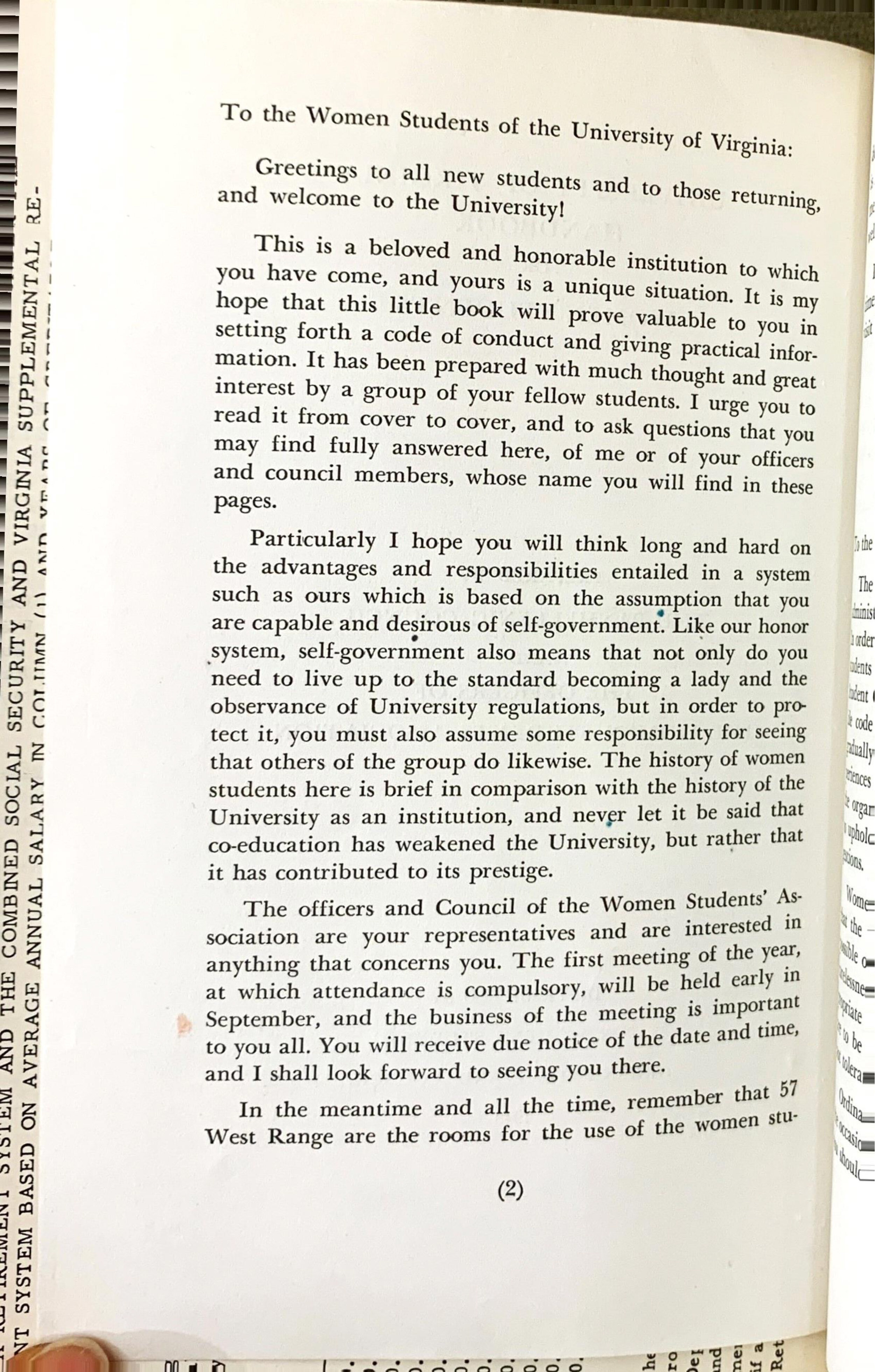 6. University of Virginia handbook for women students, 1948