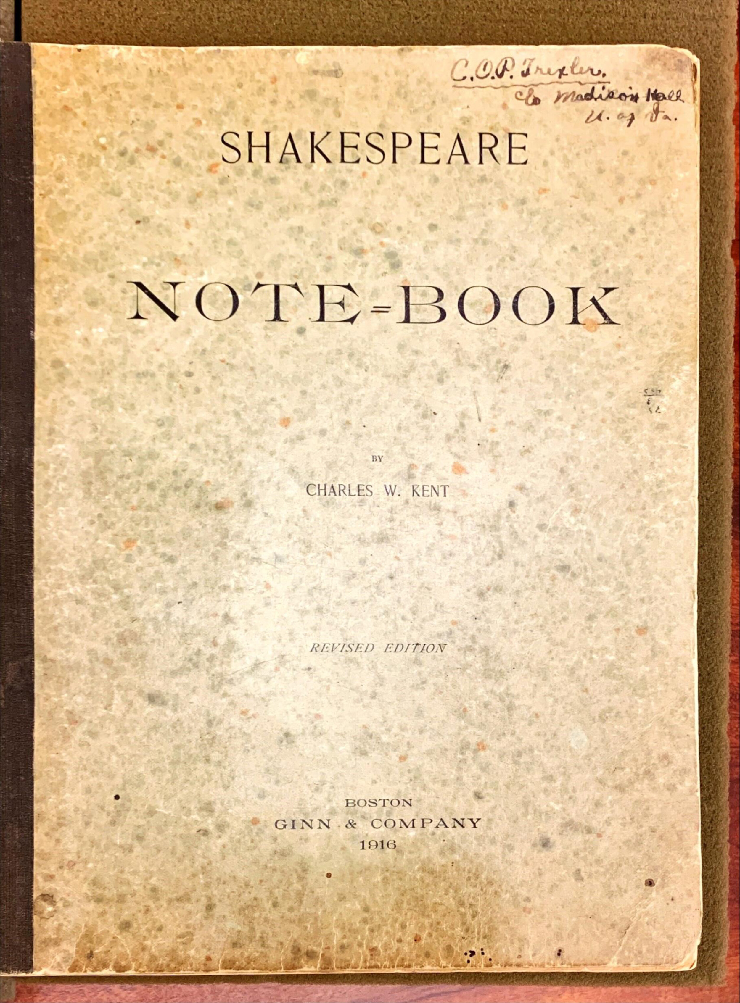 Shakespeare notebook, 1916