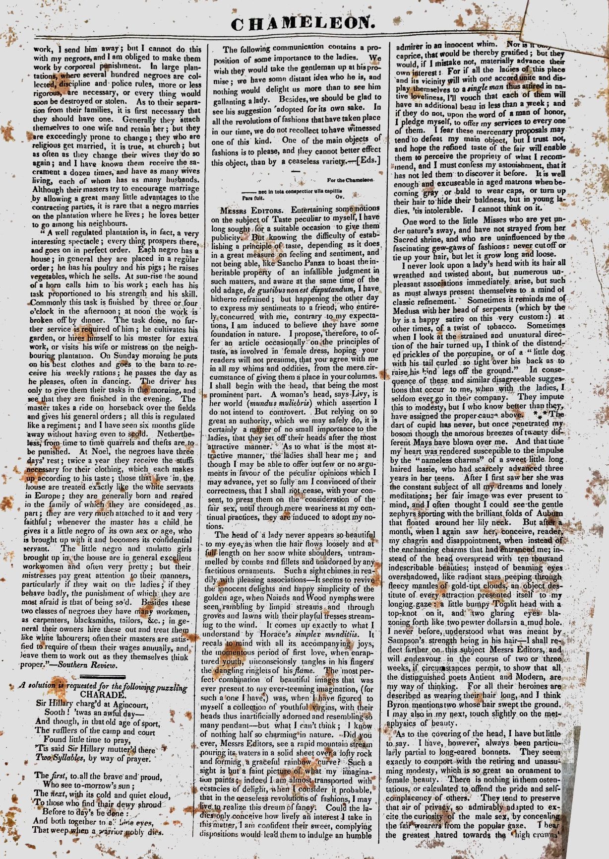 1831: The Chameleon Newspaper