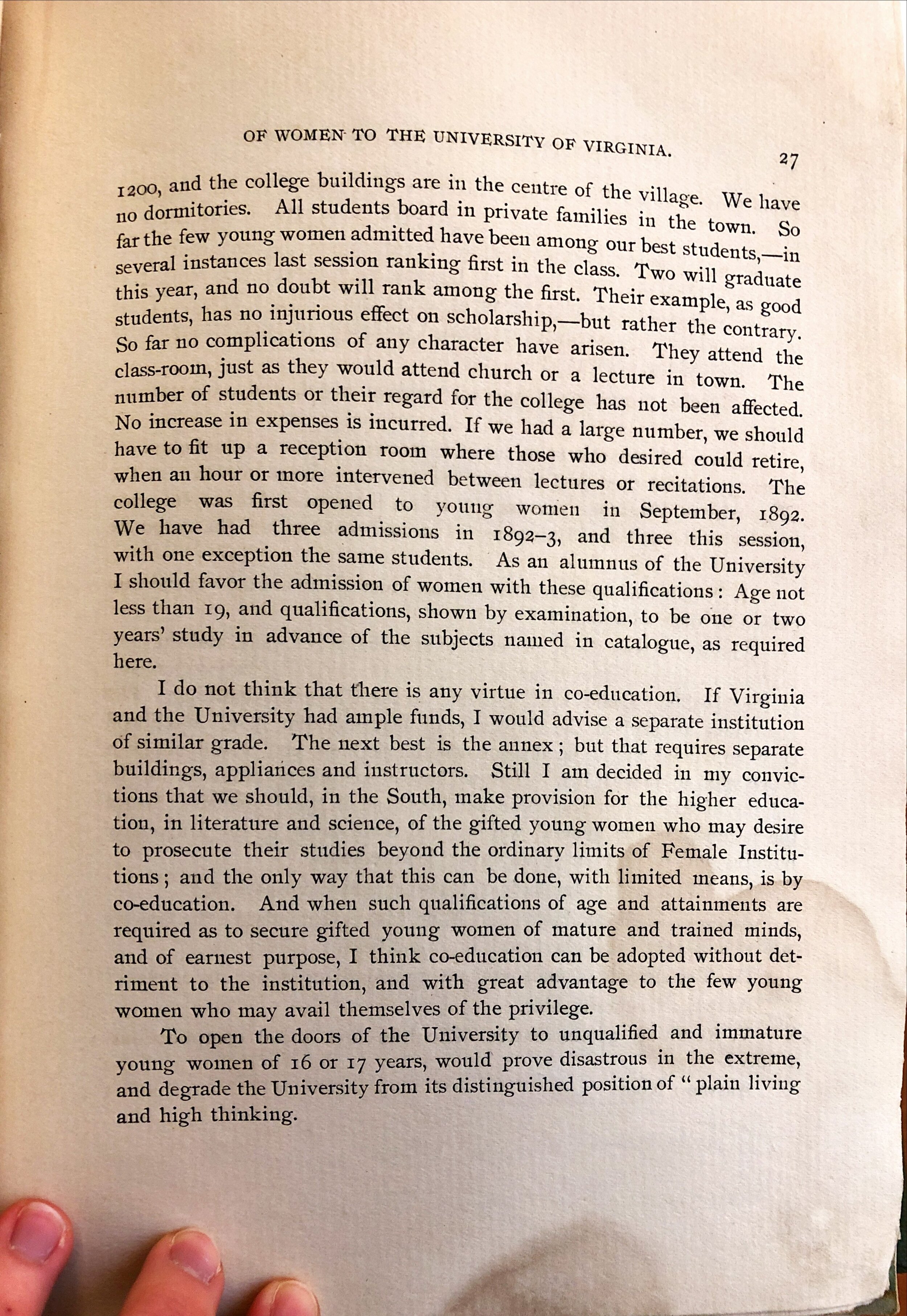 1894: President of Alabama Polytechnic Institute W. LeRoy Broun’s letter to William M. Thornton.