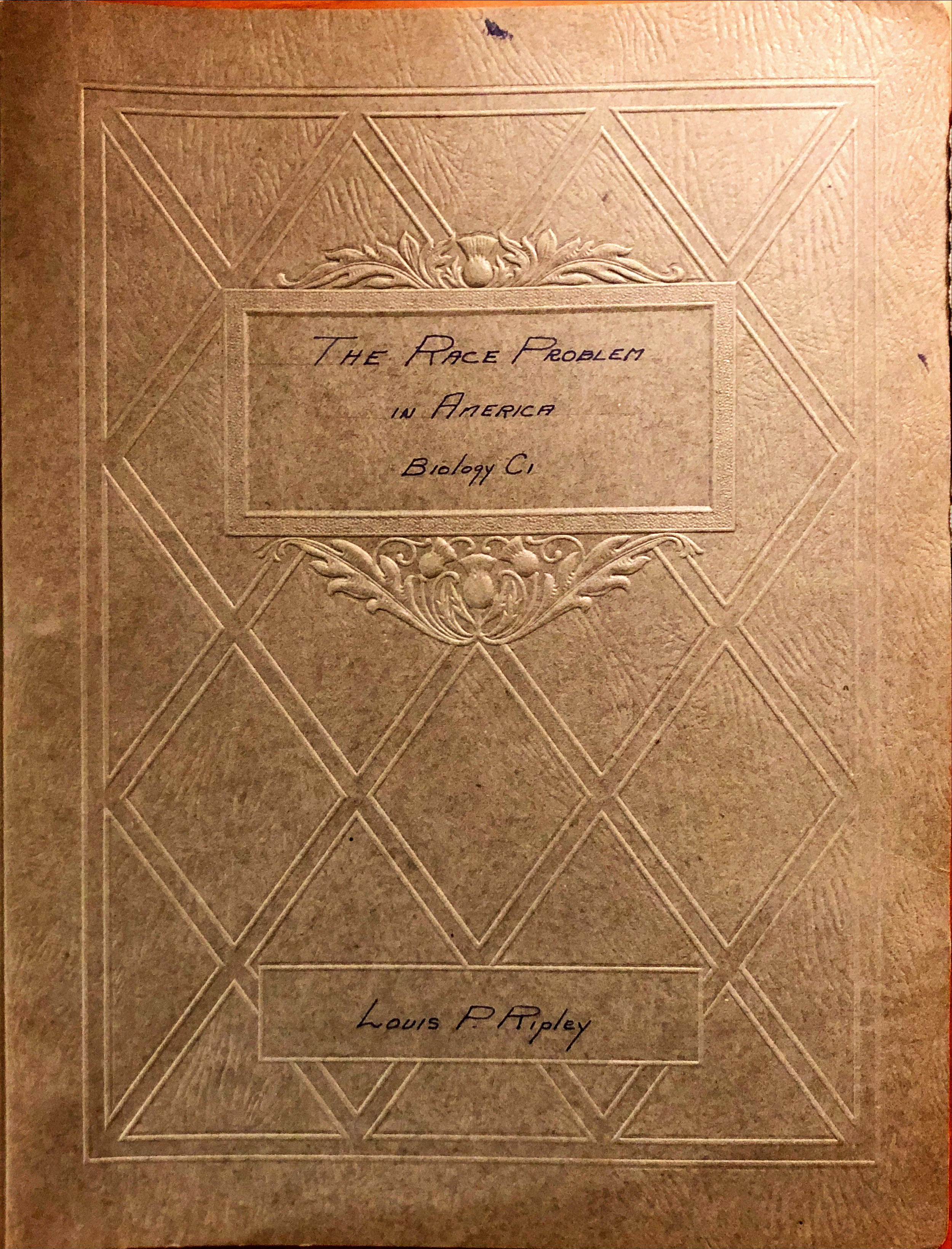 c. 1920: “The Race Problem in America" (student biology paper)