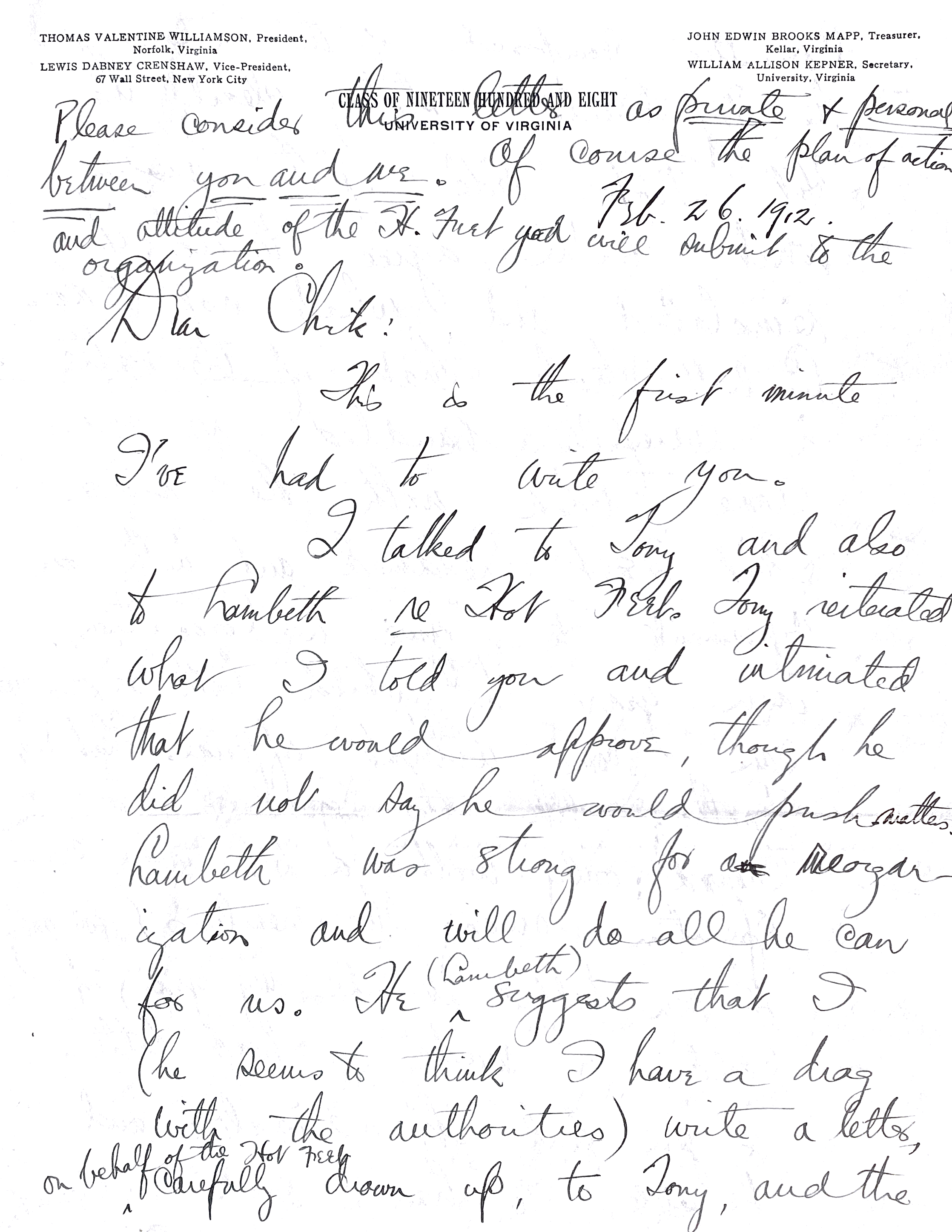 1912: Addition to the Papers of the Hot Foot Society from UVA Special Collections; Scanned March 24, 2021.