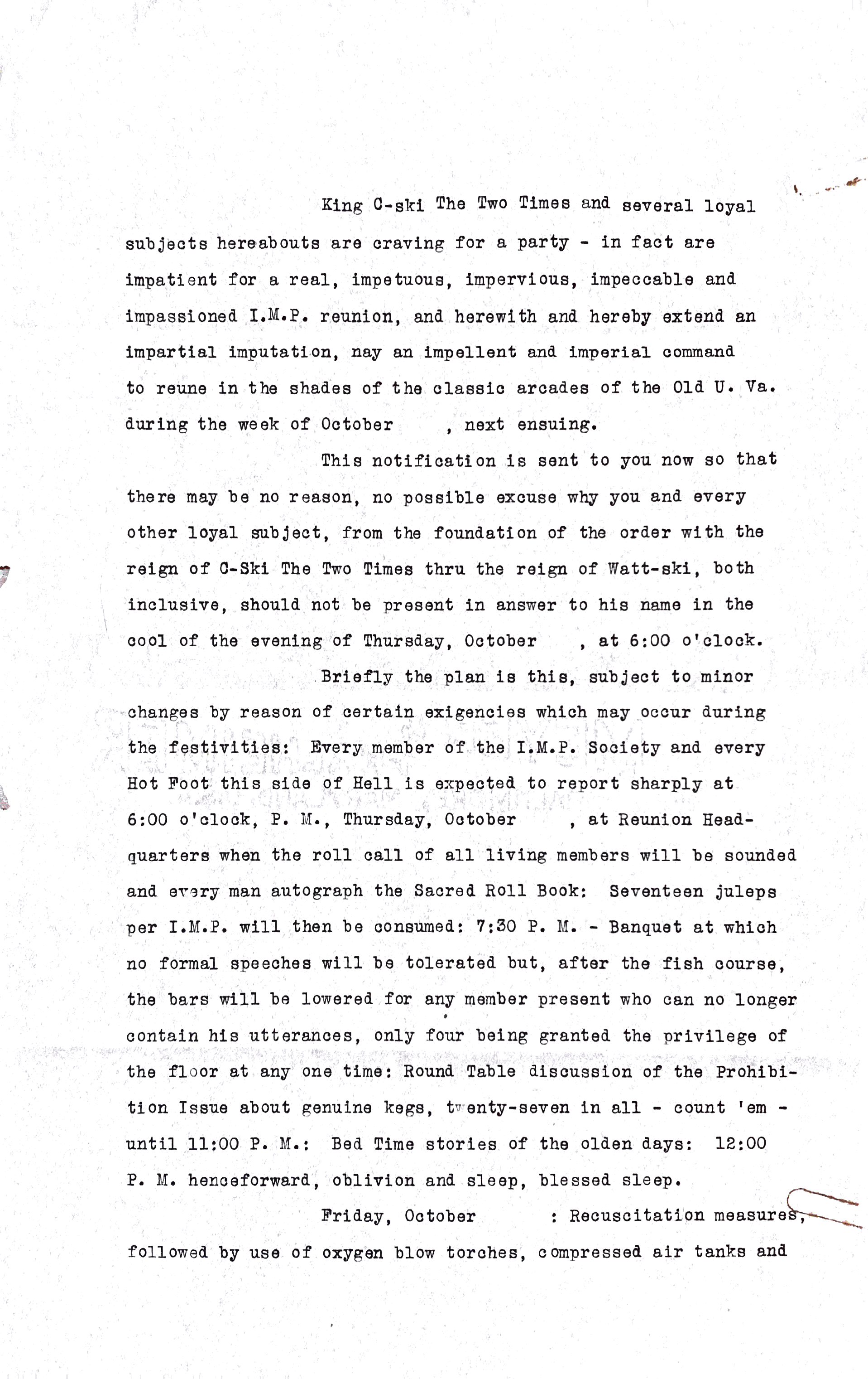Date unclear: Addition to the Papers of the Hot Foot Society from UVA Special Collections; Scanned March 24, 2021.