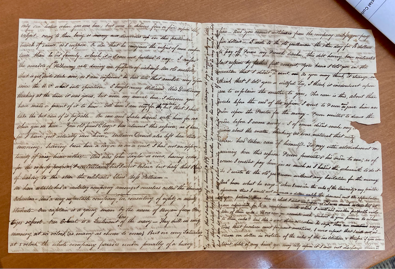 1831: UVA student letter to his brother