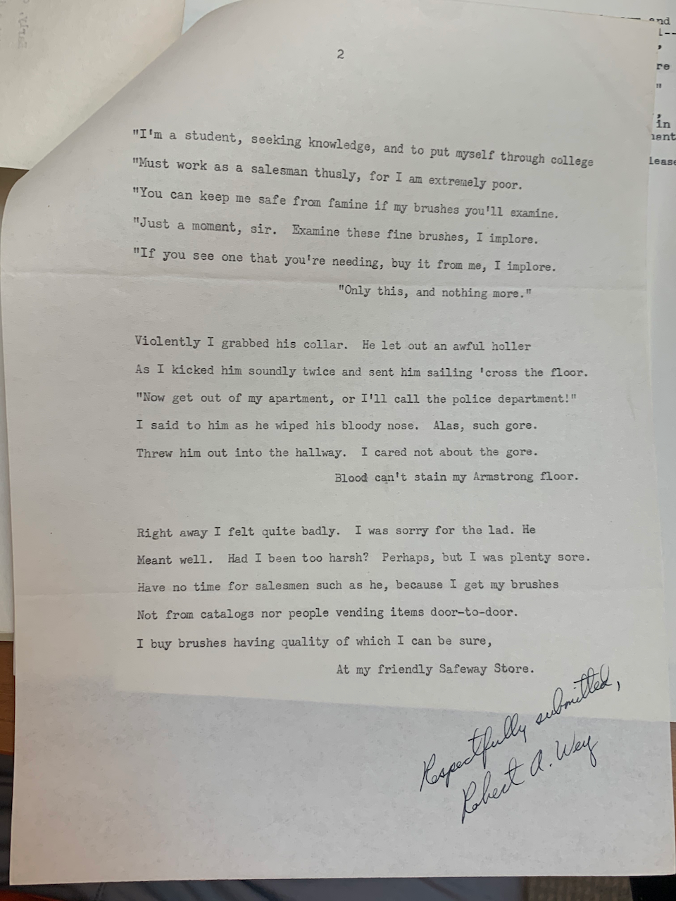 c. 1966: "The Raven" parody by a student