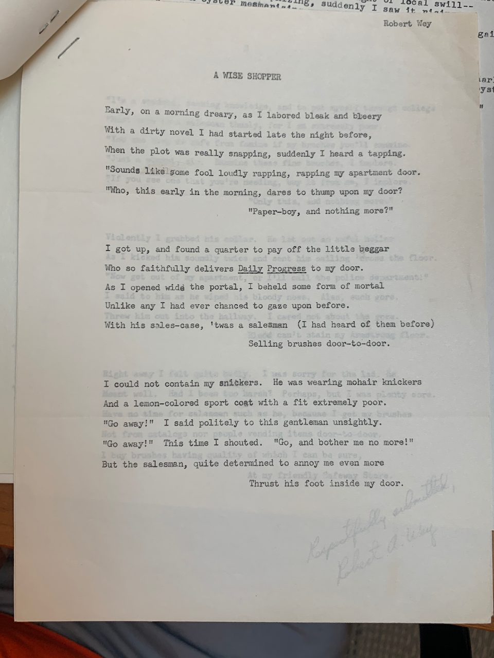 c. 1966: "The Raven" parody by a student