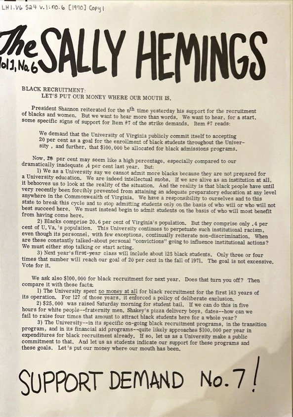 1970: “The Sally Hemings” Vol. 1 No. 6