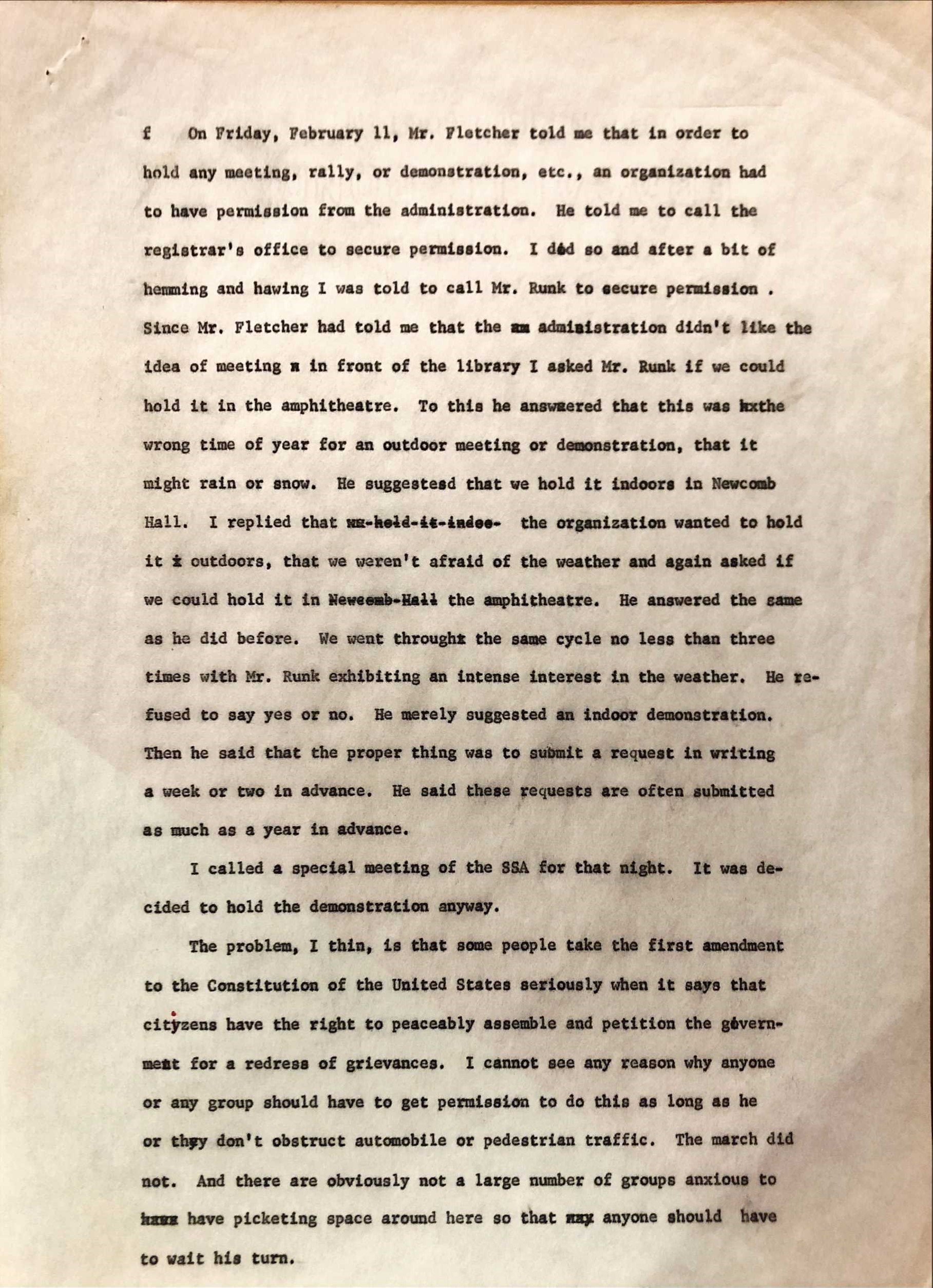 c. 1964-66: Letter to Student Council from Sidney Kamerman