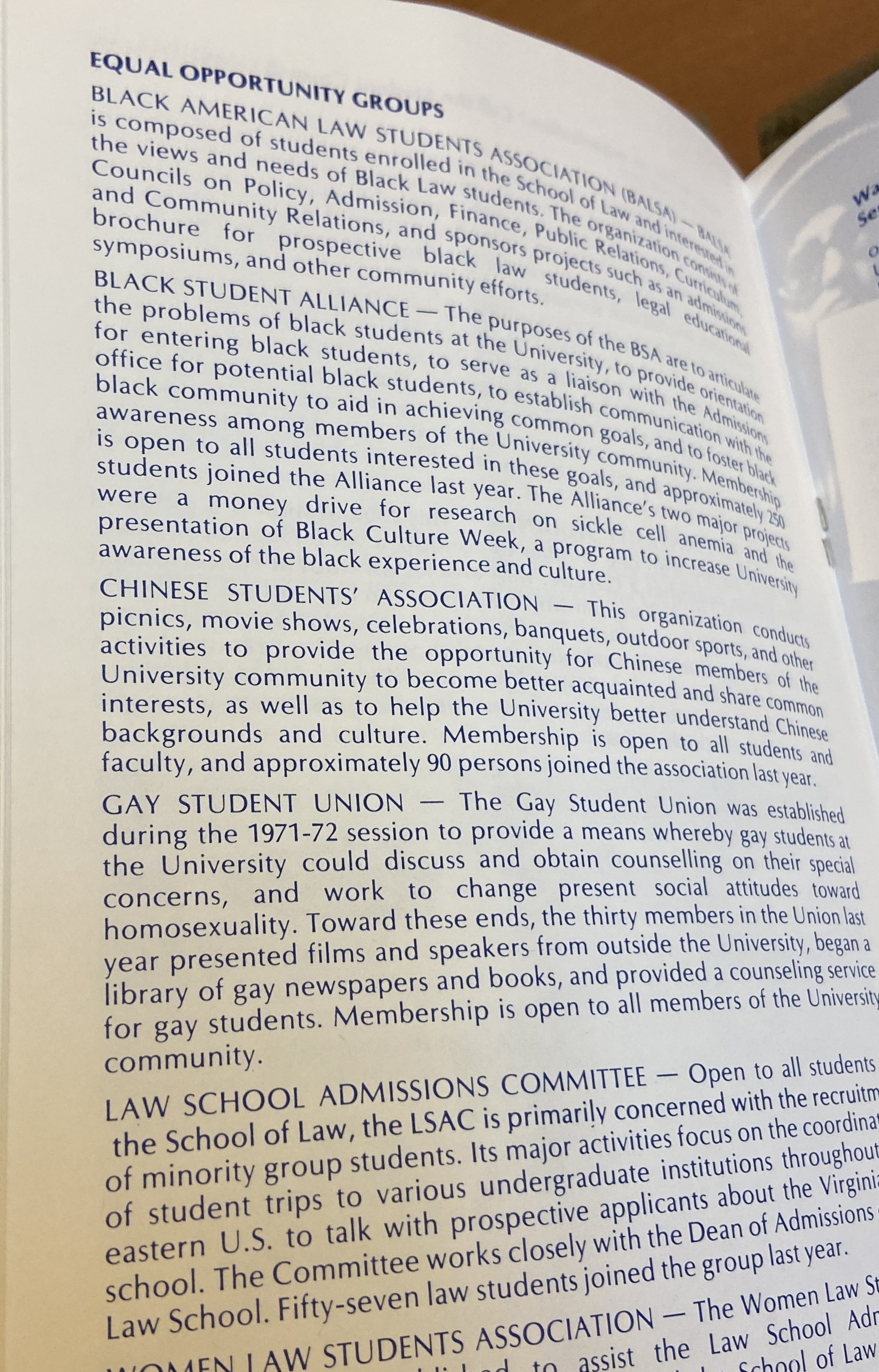 1973: “Community in the academic village”