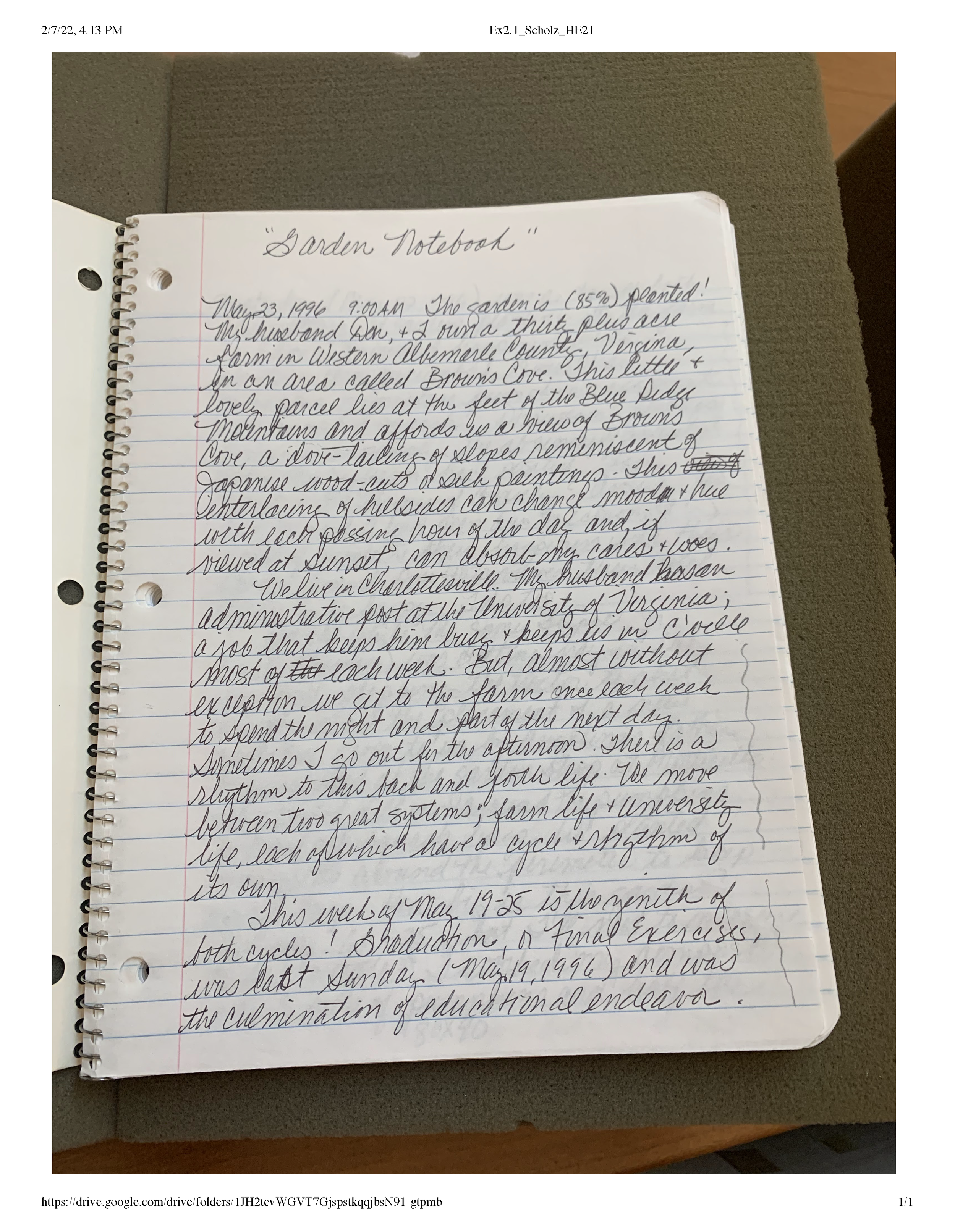 1996-1997: Personal Journal of Mary Helen Demter