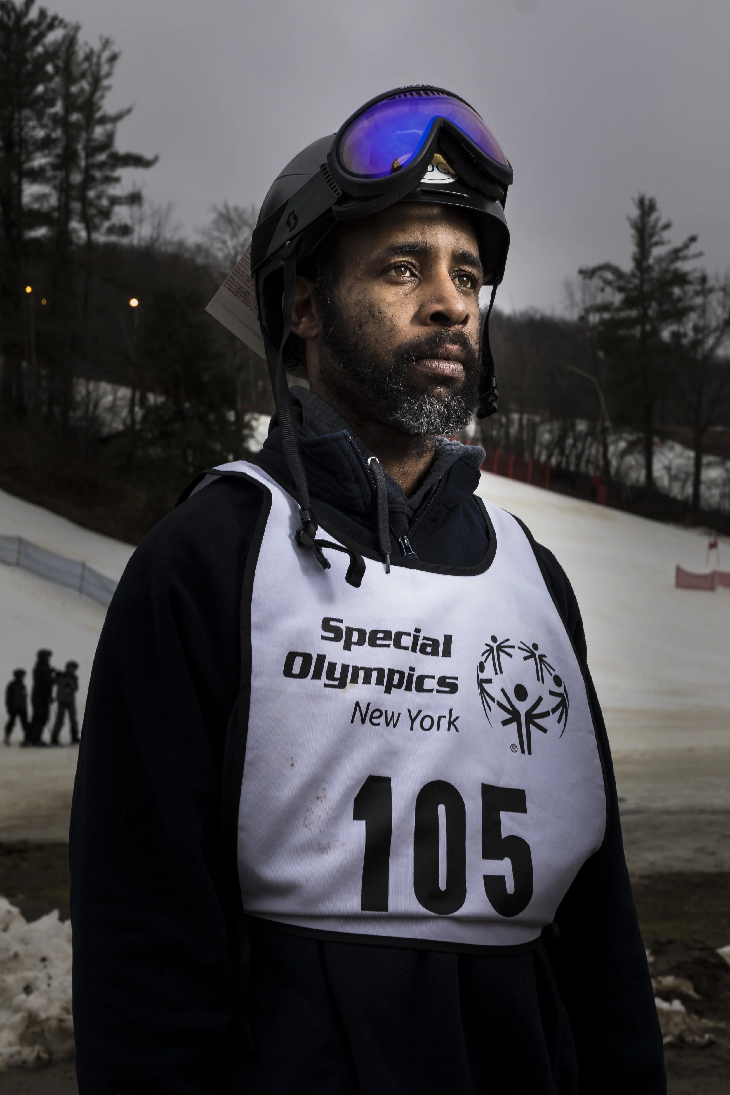 Alpine skier Larry Jackson, from Syracuse, N.Y., at the 2018 Special Olympics New York State Winter Games at Swain Resort in Swain, N.Y. Feb. 24, 2018. L. McCullough
