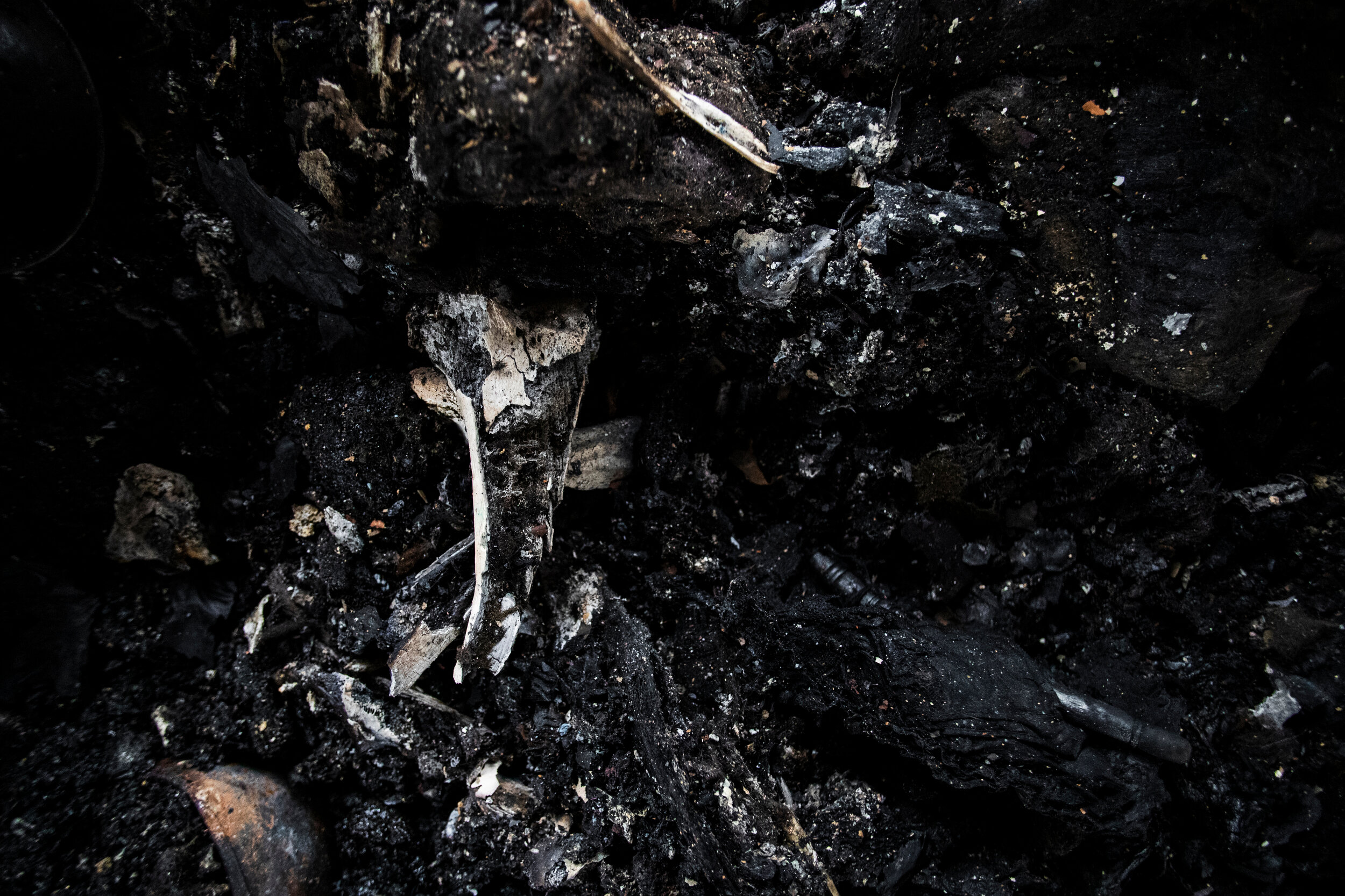  Charred bones of people that succumbed to the fire on the train a day after one of the deadliest train accidents in Pakistan’s history at a railway station in Channi Gote, Pakistan where the train finally stopped. Nov 1, 2019 