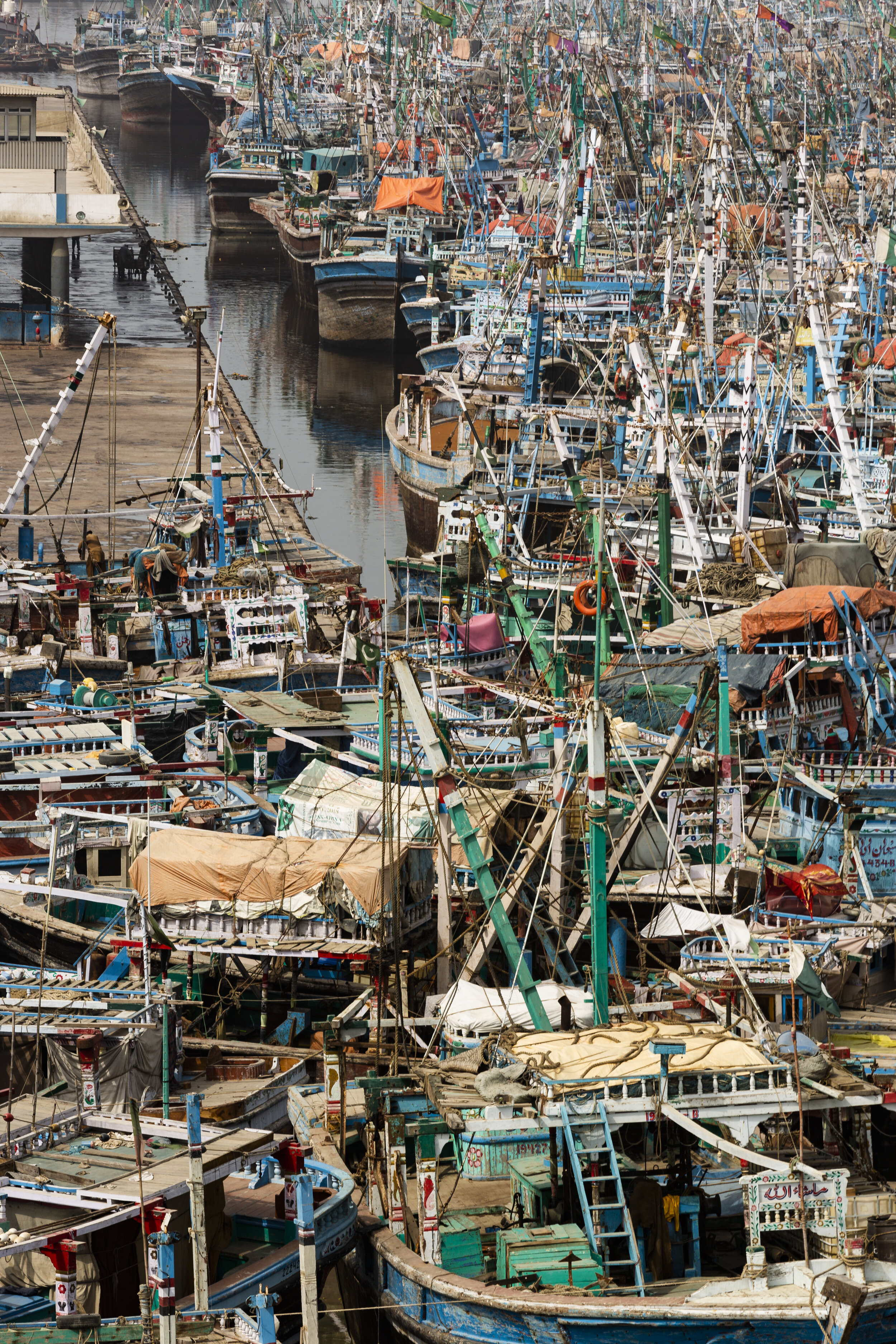  Boats are moored at Karachi Fish Harbor in Pakistan following an alert for Cyclone Vayu, Thursday, June 13, 2019. Cyclone Vayu, now categorized as a tropical cyclone, is likely to stay clear of Pakistan as it moves up along the Indian coastal areas 