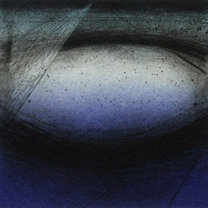 Passing, 2014, variable edition etching with monoprint and chine colle, 6 x 6 in. (image)