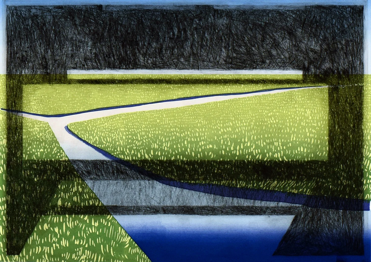 Marken (water), 2017, silkscreen and etching, 15 x 19 in.