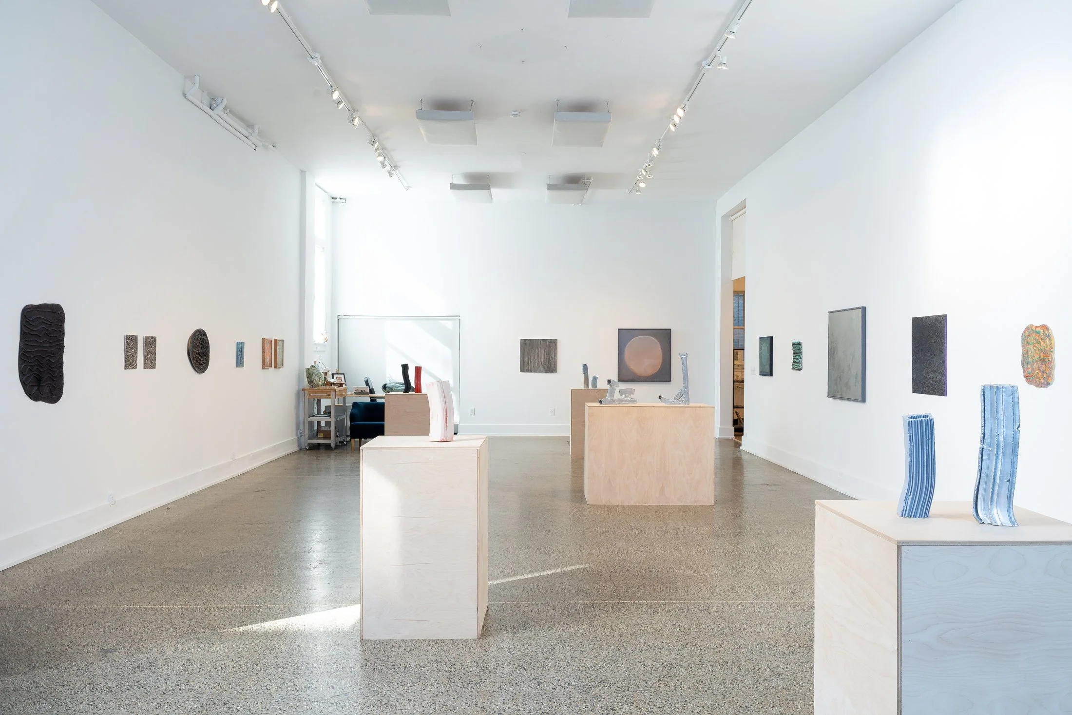   right:    Magnet Breath,  2025&nbsp;  ceramic, chrome wheel paint&nbsp;     left:    Soot Mouth,  2025&nbsp;  ceramic, automotive primer&nbsp;    center:   Strawberry Swisher,  2025&nbsp;  ceramic&nbsp;   