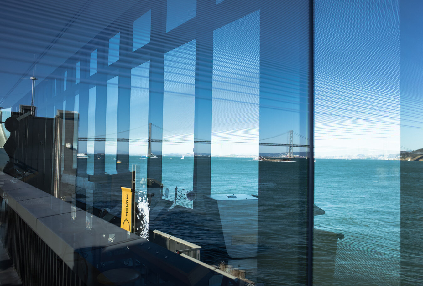 Trio Maxim performing at Exploratorium in San Francisco. We were playing next to the observation deck and the series of reflections of the boats and the Bay Bridge cought my eye.. #triomaxim #weddingtrio #weddingmarch #fairfieldtrio #sftrio #weddingm