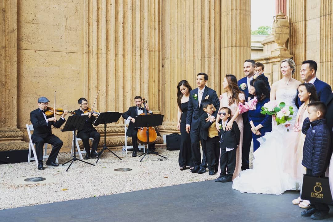 Over the weekend we played 🎻at the Palace of Fine Arts is San Francisco. The weedding was held at the rotunda, a massive dome. Despite chilly weather and windy conditions the wedding ceremony went without a hitch. We manage to snap couple of photos 