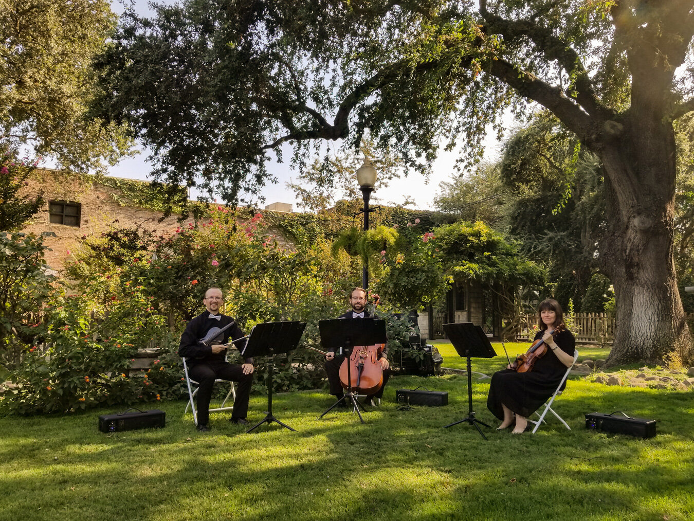 Trio Maxim performing at The River Mill in French Camp, CA. If you have not been there check them out at @therivermillfrenchcamp. It is a wonderful place! #triomaxim #weddingtrio #weddingmarch #fairfieldtrio #weddingmusic #violin #cello #carbonfiberv