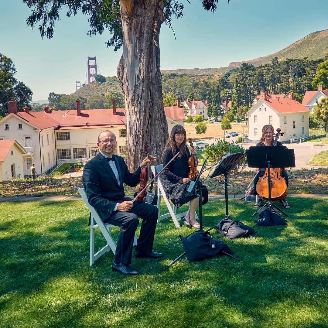 On June 18, Trio Maxim @triomaxim has performed for a wedding of a wonderful couple Adam &amp; Paula who got married at gorgeous Cavallo Point Resort @cavallopointweddings.
Located in historic Fort Baker with views of Golden Gate Bridge. What a place
