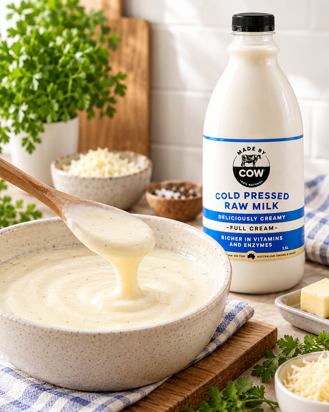 Creamy Homemade Béchamel Sauce with Made By Cow Full Cream Milk