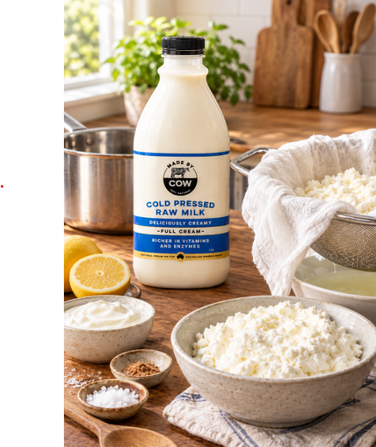 Homemade Ricotta Cheese with Made by Cow Full Cream Milk