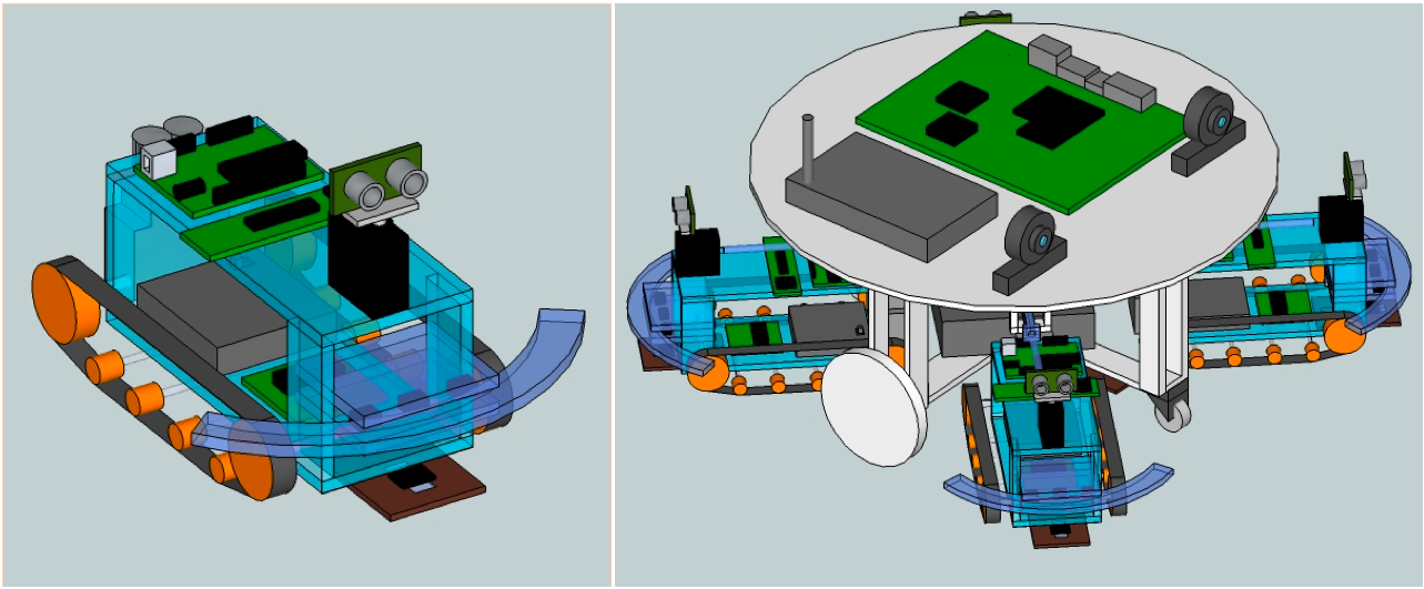  Initial Sketchup models of the two planned robots in the Columbia Swarm.&nbsp; 