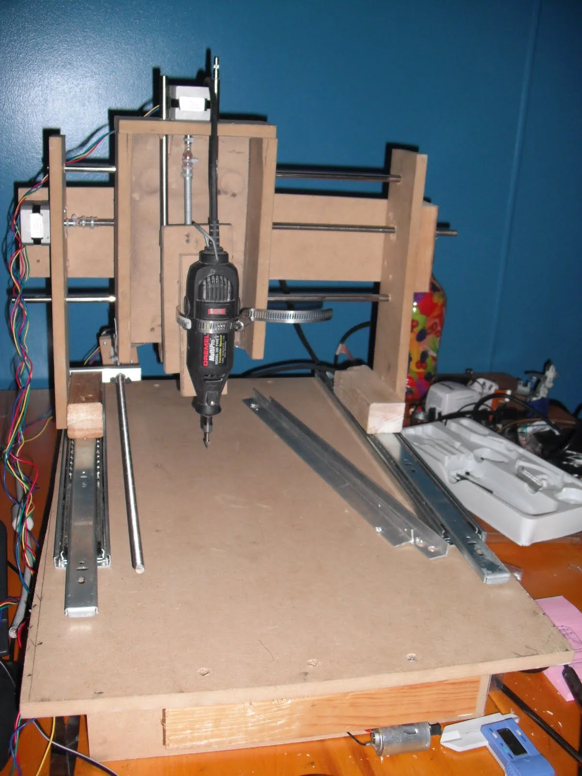 Detail of the frame of the DIY CNC machine. 
