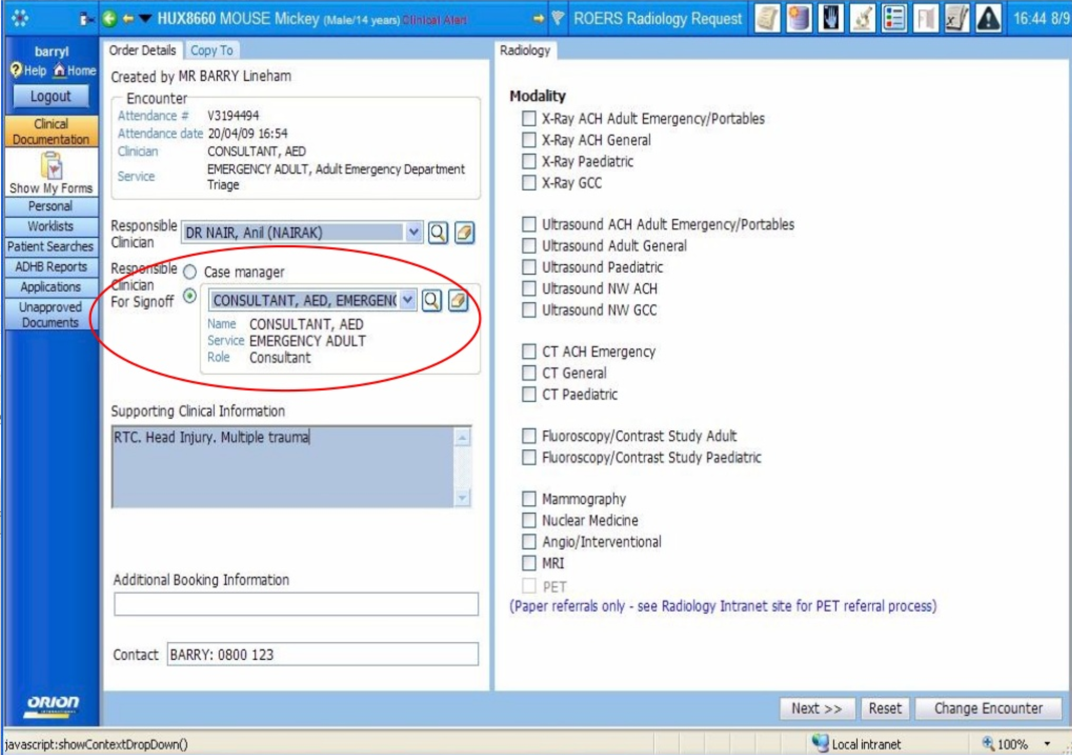 Screenshot from ABHD’s Radiology Instructions